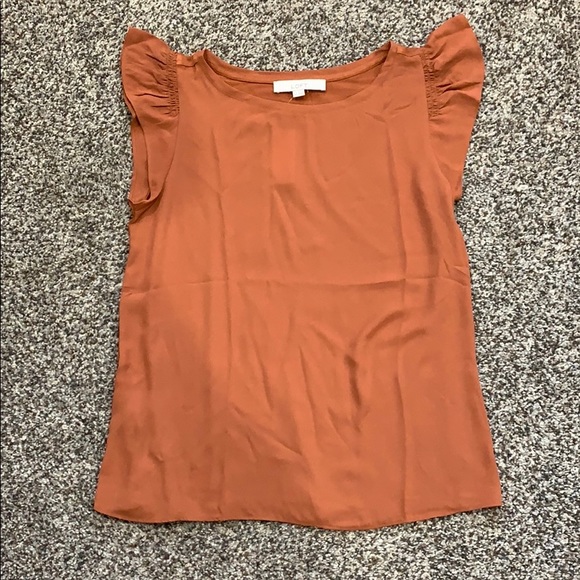 LOFT Tops - Loft brand ruffle sleeve mixed media top, NWT